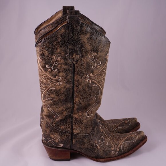 Circle G Women’s Western Boots Size 7 Brown Embroidered Square Toe - Picture 15 of 15